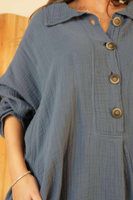 Paulo Pillow Cotton Sailor Dress Denim